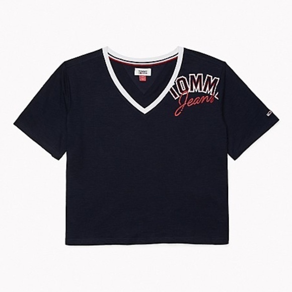 NWT Tommy Hilfiger Varsity V-Neck T-Shirt Large - Picture 2 of 3